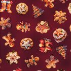Robert Kaufman Frosted (Gingerbread Red) - Patchwork and Quilting Fabric from Brown's Craft Shed (Tags: Fabric christmas cookies festive gingerbread multi novelty playful red Robert Kaufman snowflake stockings whimsical )