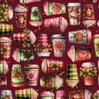 Robert Kaufman Frosted (Cups Red) - Patchwork and Quilting Fabric from Brown's Craft Shed (Tags: Fabric christmas festive green holly multi novelty plaid playful poinsettia red Robert Kaufman snowman whimsical )