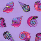 FreeSpirit Fabrics: Floral Reef by Tula Pink - Lil Shelly (Ultraviolet) - Patchwork and Quilting Fabric from Brown's Craft Shed (Tags: Fabric aqua beach coral Floral Reef FreeSpirit Fabrics novelty ocean pink playful purple shells Tula Pink violet water whimsical )