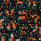 QT Fabrics Harvest Hollow by Morris Creative Group - Patchwork and Quilting Fabric from Brown's Craft Shed (Tags: Fabric autumn butterflies butterfly dark background Floral flowers garden gold Harvest Hollow Morris Creative Group nature orange QT Fabrics teal whimsical )