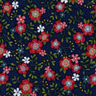 Benartex "Wander Lane I" by Nancy Halvorsen - Patchwork and Quilting Fabric from Brown's Craft Shed (Tags: Fabric Benartex Cottage Garden Floral Green Leaves Nancy Halvorsen Red Flowers Wander Lane I )