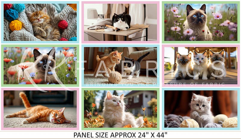 KK Fabrics Purrfect Stitches Panel (24") - Patchwork and Quilting Fabric from Brown's Craft Shed (Tags: Fabric )