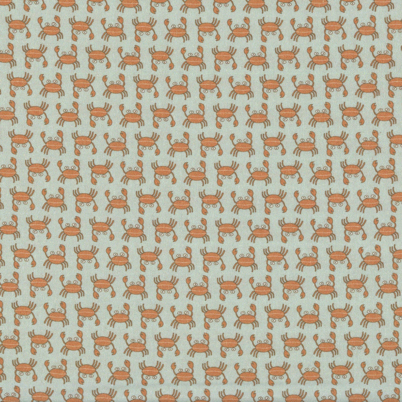 Devonstone Collection Sunkissed Sojourn by Natalie Bird of The Birdhouse (Aqua) - Patchwork and Quilting Fabric from Brown's Craft Shed (Tags: Fabric aqua beach children Coastal Crabs crab Devonstone Collection nautical ocean orange playful sea life summer The Birdhouse whimsical )