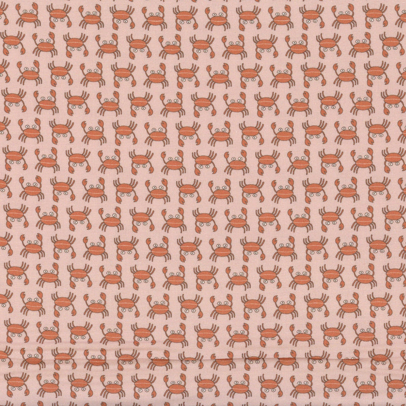 Devonstone Collection Sunkissed Sojourn by Natalie Bird of The Birdhouse (Coral) - Patchwork and Quilting Fabric from Brown's Craft Shed (Tags: Fabric beach children coral Coral Crabs crab Devonstone Collection nautical ocean orange pink playful sea life summer The Birdhouse whimsical )