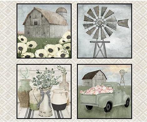 Three Wishes Fabric White Cottage Farm - Patchwork and Quilting Fabric from Brown's Craft Shed (Tags: Fabric panel )