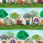3 Wishes Fabric Connie Haley Raise The Woof Multi - Patchwork and Quilting Fabric from Brown's Craft Shed (Tags: Fabric 3 Wishes Fabric animal art print children colourful Connie Haley dog house dogs horizontal repeat novelty patchwork playful quilting whimsical )