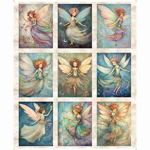 QT Fabrics Enchanted Panel by Morris Creative Group - Patchwork and Quilting Fabric from Brown's Craft Shed (Tags: Fabric blue children fairy fantasy mermaid Morris Creative Group multi novelty panel pastel pink QT Fabrics teal whimsical )