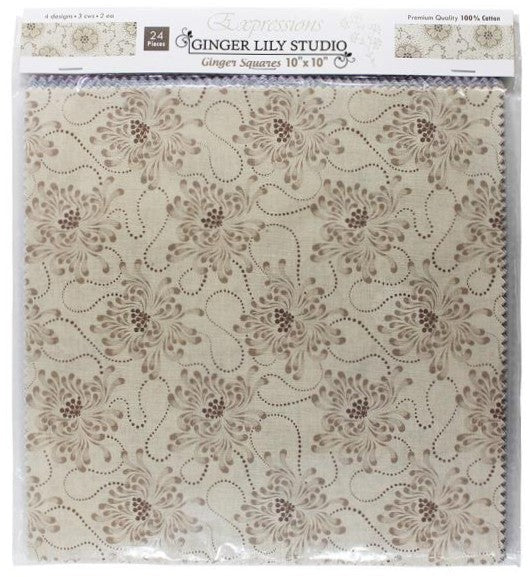 Birch Expressions by Ginger Lily Studio Fabric Pack - Patchwork and Quilting Fabric from Brown's Craft Shed (Tags: Fabric basics Brown charm pack cream Floral Neutral precut purple teal )