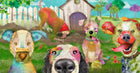 3 Wishes Fabric Connie Haley Raise The Woof Panel - Patchwork and Quilting Fabric from Brown's Craft Shed (Tags: Fabric 3 Wishes Fabric animal art print colourful Connie Haley digital panel dogs novelty panel patchwork pet playful quilting whimsical )