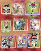 3 Wishes Fabric Party Animals Panel by Connie Haley - Patchwork and Quilting Fabric from Brown's Craft Shed (Tags: Fabric )