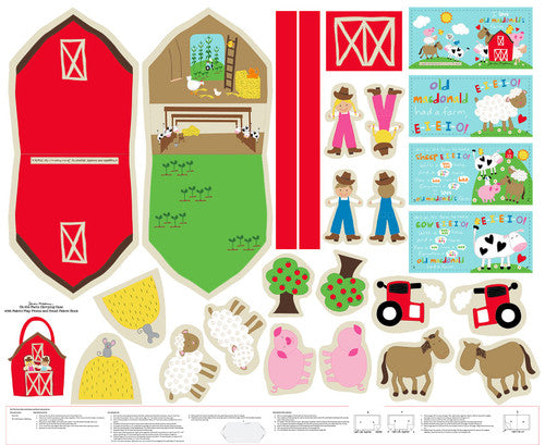 StudioE Fabrics Huggable & Loveable 14 by Sandra Magsamen - Patchwork and Quilting Fabric from Brown's Craft Shed (Tags: Fabric animals barn children cut and sew farm green multi novelty panel pink playful red storytime tractor whimsical )