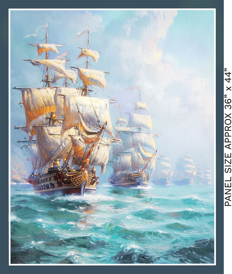 KK Fabrics Southern Voyage Panel by Milvale Design Studio - Patchwork and Quilting Fabric from Brown's Craft Shed (Tags: Fabric blue coastal nautical novelty ocean panel ships water )