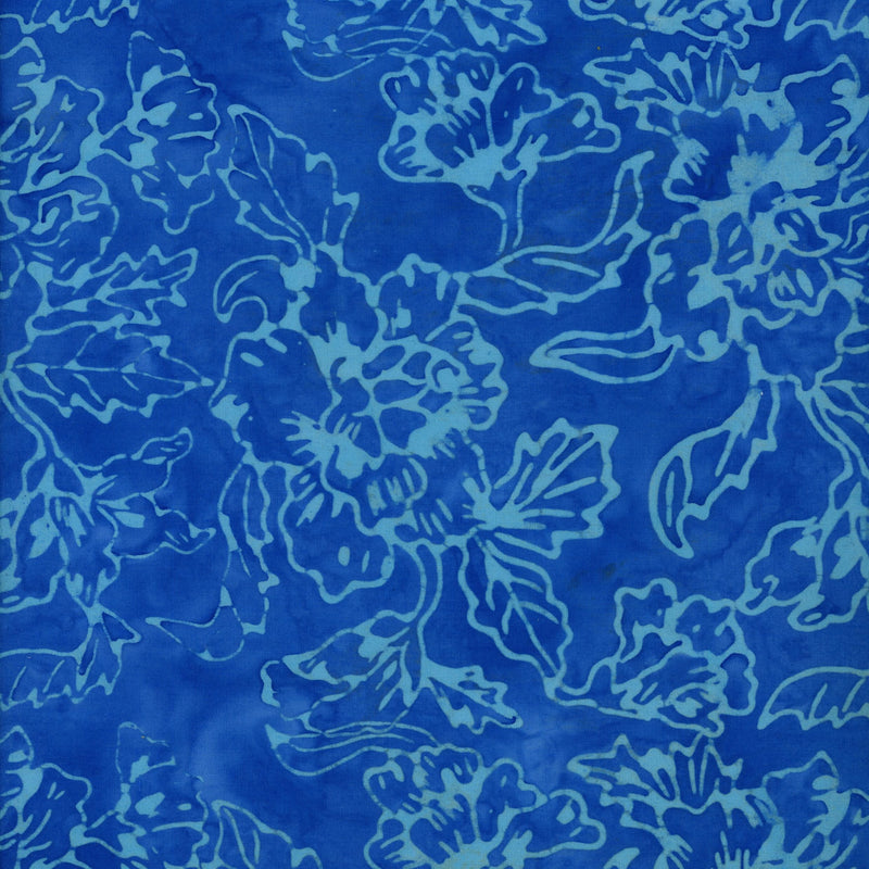 Batik - Blue Floral Outline
