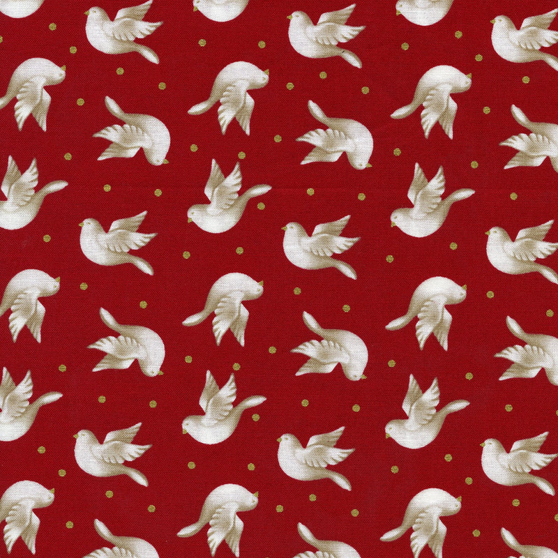 Blank Quilting Corporation Christmas Doves - Patchwork and Quilting Fabric from Brown's Craft Shed (Tags: Fabric christmas red )