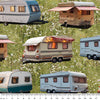 KK Fabrics Wanderlust Wheels: Caravan Grass by Milvale Design Studio - Patchwork and Quilting Fabric from Brown's Craft Shed (Tags: Fabric camping caravan green nature novelty outdoors road trip travel vehicles )