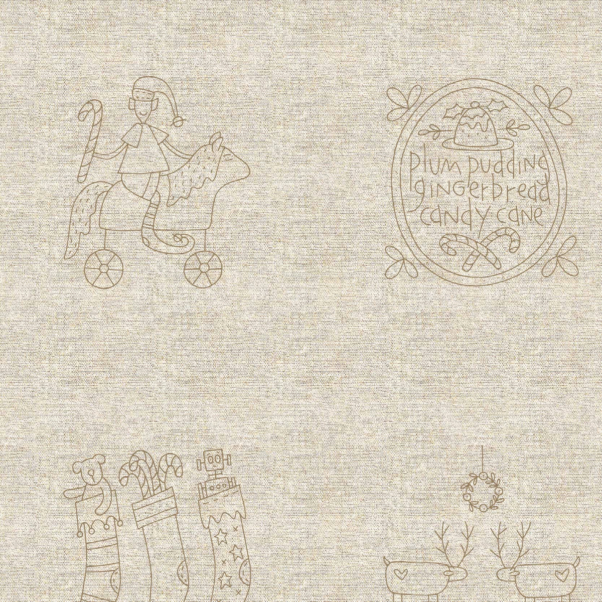 Devonstone Collection - Make Ready for Christmas Stitchery Panel by Natalie Bird from The Birdhouse - Patchwork and Quilting Fabric from Brown's Craft Shed (Tags: Fabric christmas Neutral panel The Birdhouse )
