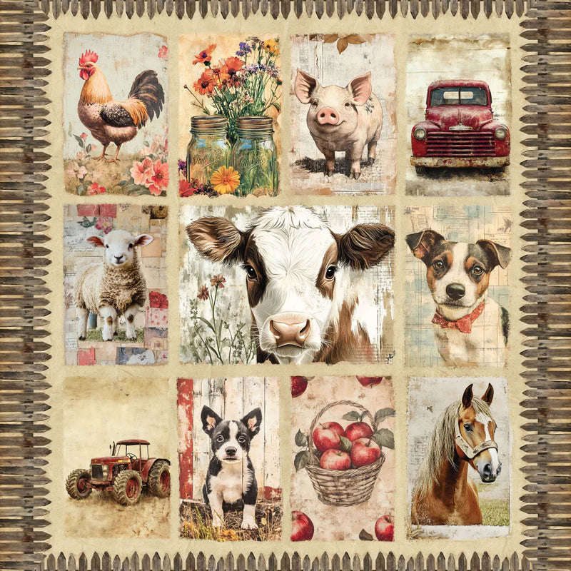 Devonstone Collection - Coops Farm Panel - Patchwork and Quilting Fabric from Brown's Craft Shed (Tags: Fabric chicken Coops Farm country style cow Devonstone Collection farm animals farmhouse horse panel rustic tractor )