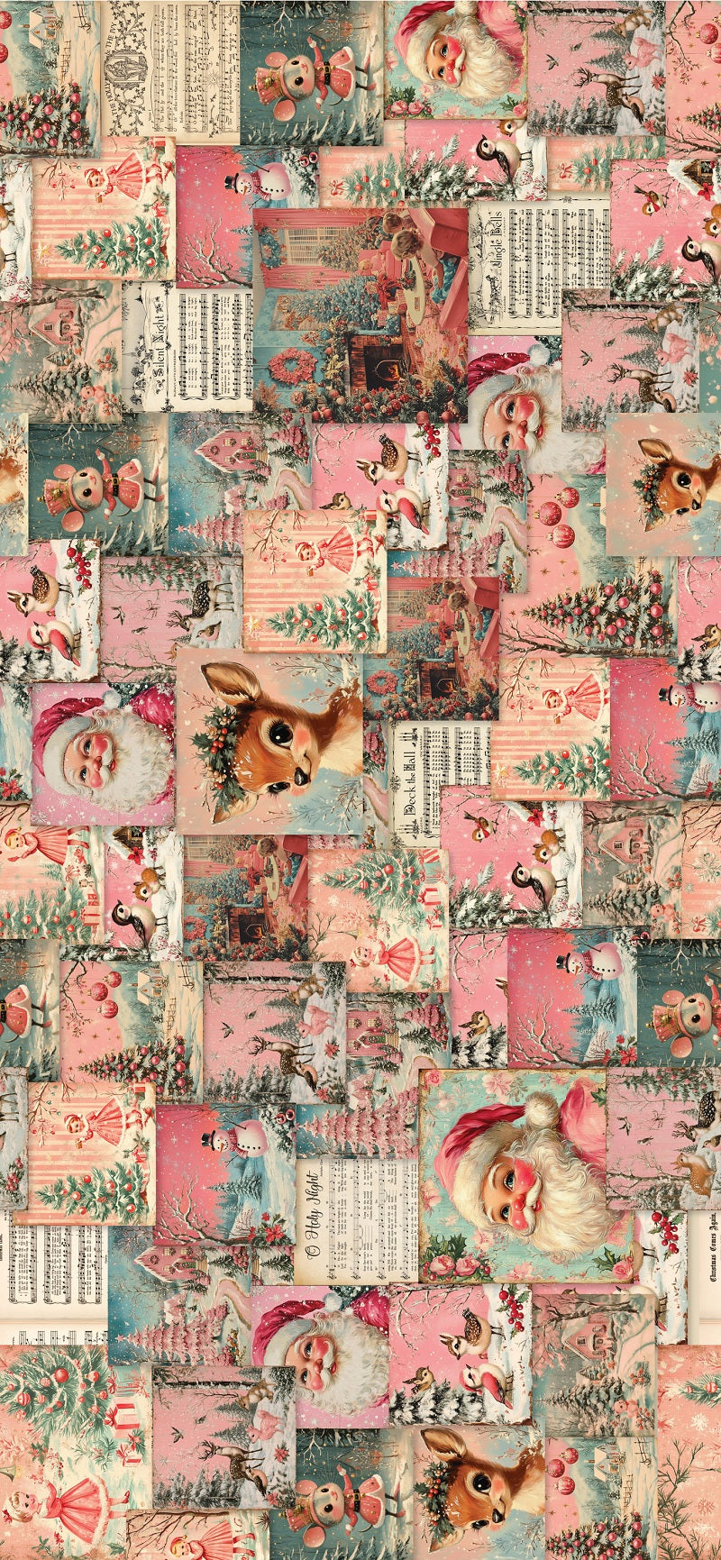 Devonstone Collection Santa's Symphony - Patchwork and Quilting Fabric from Brown's Craft Shed (Tags: Fabric animal children christmas deer Devonstone Collection festive holiday multi novelty pink santa vintage )