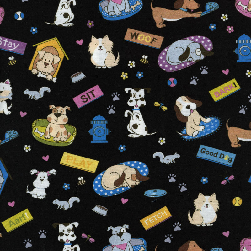 Freckle + Lollie Puppy Playtime - Patchwork and Quilting Fabric from Brown's Craft Shed (Tags: Fabric animal children )