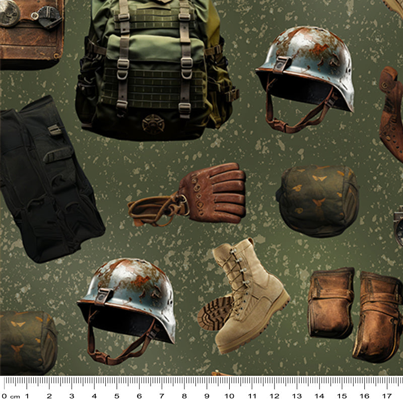 KK Fabrics Freedom Forces: Military Memorabilia by Milvale Design Studio - Patchwork and Quilting Fabric from Brown's Craft Shed (Tags: Fabric adventure boys camouflage green military novelty patterns )