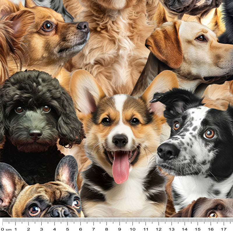 KK Fabrics Furry - Dogs Closeup by Milvale Design Studio - Patchwork and Quilting Fabric from Brown's Craft Shed (Tags: Fabric animal animals beige children cream dogs Neutral novelty playful quilting )