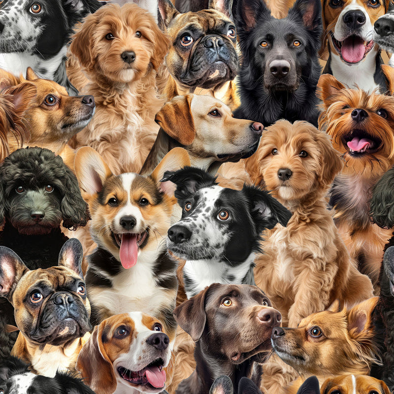 KK Fabrics Furry - Dogs Closeup by Milvale Design Studio - Patchwork and Quilting Fabric from Brown's Craft Shed (Tags: Fabric animal animals beige children cream dogs Neutral novelty playful quilting )