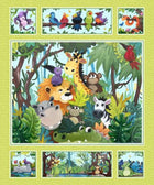 Clothworks Jungle Friends Panel by Susybee - Patchwork and Quilting Fabric from Brown's Craft Shed (Tags: Fabric Clothworks Jungle Animals Jungle Friends Kids Quilts panel Susybee )