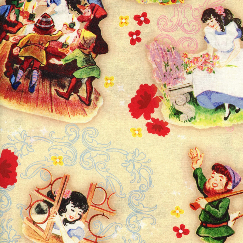 Kenard & Kenard Vintage Snow White and The Seven Dwarfs - Patchwork and Quilting Fabric from Brown's Craft Shed (Tags: Fabric children )