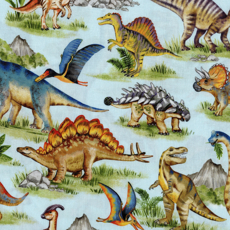 Kenard & Kenard Fabrics Dinosaurs! Dinosaurs! - Patchwork and Quilting Fabric from Brown's Craft Shed (Tags: Fabric blue children green )