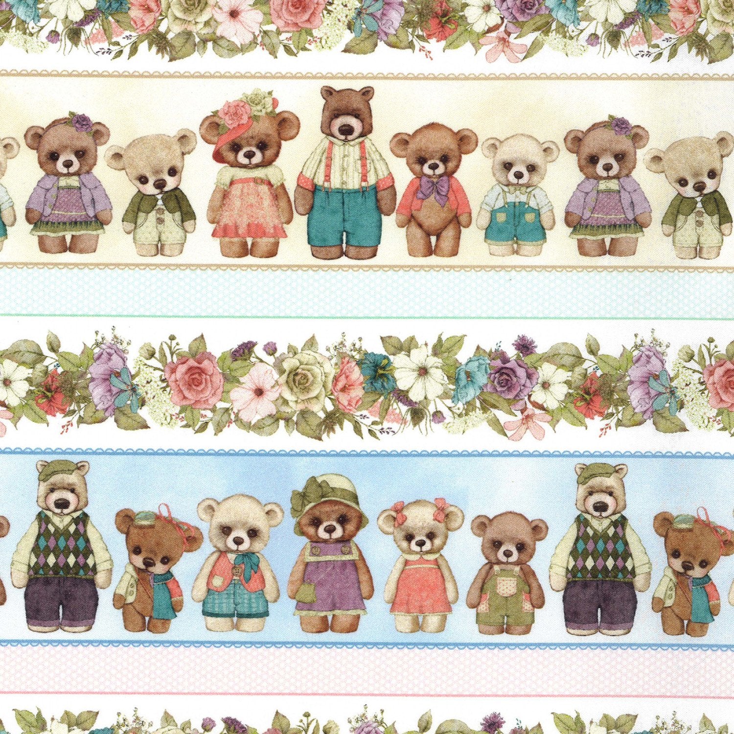 KK Fabrics Michael Miller Pretty Little Lines Bear Family Portraits