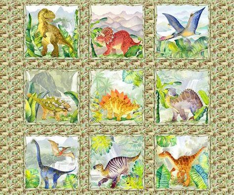 Kenard & Kenard fabrics Dinosaur Friends Panel