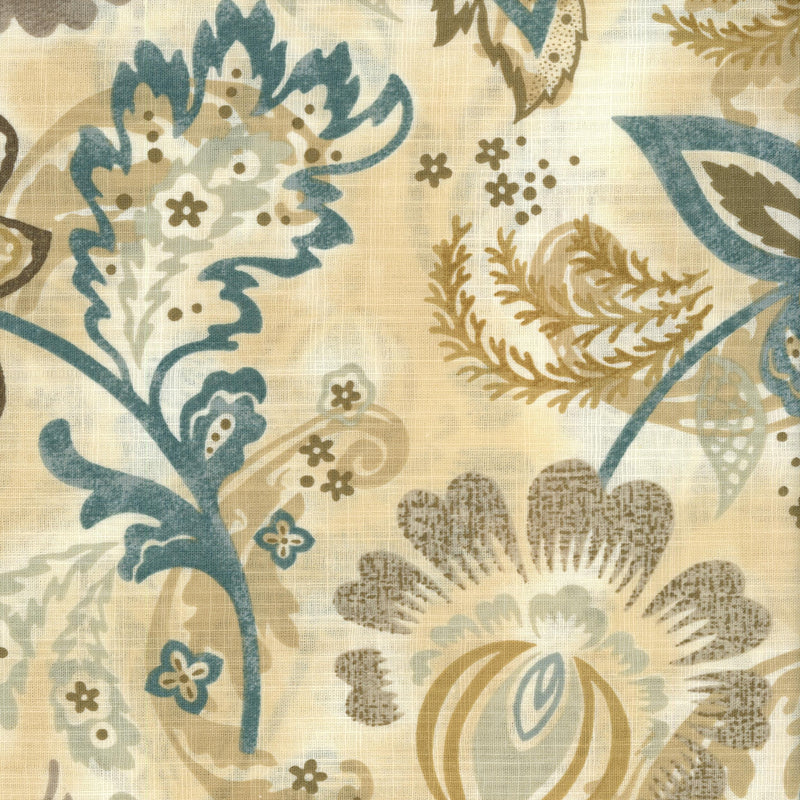 P&B Textiles Sausalito - Blue & Gold Paisley Floral