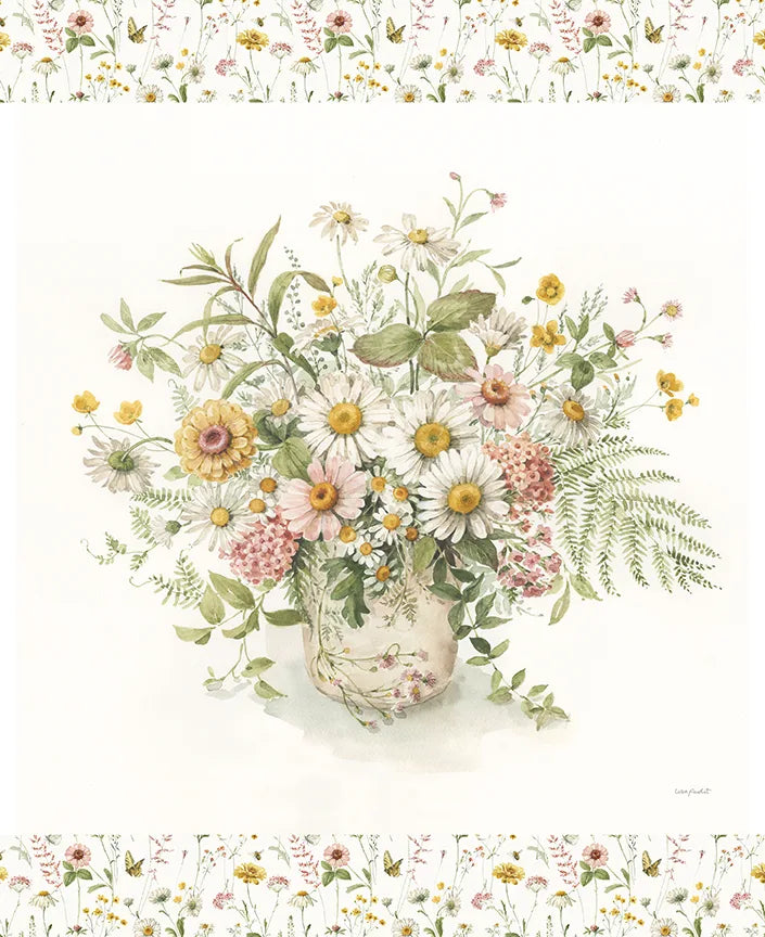 Riley Blake Designs Love Me More by Lisa Audit - Flower Bouquet (Panel) - Patchwork and Quilting Fabric from Brown's Craft Shed (Tags: Fabric daisies flower bouquet green Lisa Audit Love Me More pastel pink Riley Blake Designs )