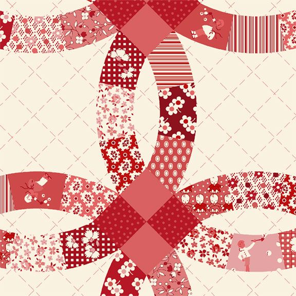 Marcus Fabrics Red Wedding Ring by Judie Rothermel - Patchwork and Quilting Fabric from Brown's Craft Shed (Tags: Fabric backing cream extra wide Geometric Marcus Fabrics patchwork quilt back quilting red traditional vintage wedding )