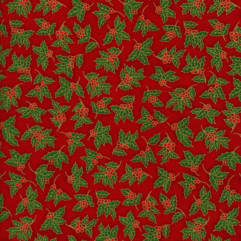 Robert Kaufman Christmas Holly - Patchwork and Quilting Fabric from Brown's Craft Shed (Tags: Fabric christmas red )