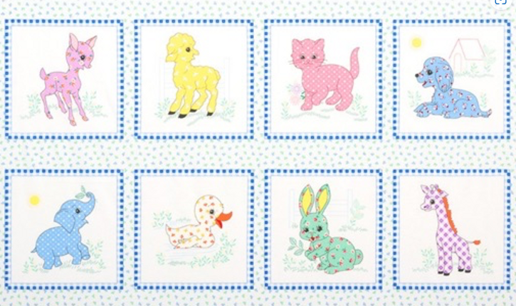 Robert Kaufman Naptime Panel - Patchwork and Quilting Fabric from Brown's Craft Shed (Tags: Fabric animal children panel )