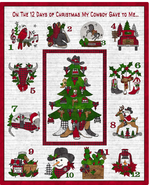 Blank Quilting Corporation 12 Days of Christmas My Cowboy Gave to Me Panel