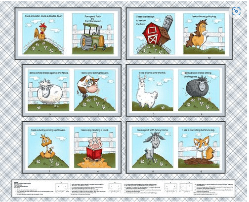 Studio E Farmyard Tails Book Panel - Patchwork and Quilting Fabric from Brown's Craft Shed (Tags: Fabric children panel )