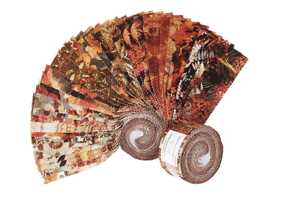 In The Beginning Fabrics - Reflections of Autumn Jelly Roll - Patchwork and Quilting Fabric from Brown's Craft Shed (Tags: Fabric 100% Cotton Fabric 2.5 inch strips Australian Quilt Shop Autumn Fabric Earth Tone Fabric Fall Fabric Fern Fabric Jason Yenter Jelly Roll Leaf Fabric Nature Fabric Patchwork Fabric Quilting Fabric Reflections of Autumn Sewing Projects Strip Quilting )