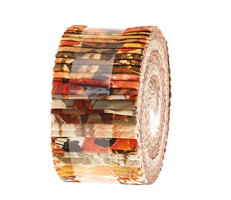 In The Beginning Fabrics - Reflections of Autumn Jelly Roll - Patchwork and Quilting Fabric from Brown's Craft Shed (Tags: Fabric 100% Cotton Fabric 2.5 inch strips Australian Quilt Shop Autumn Fabric Earth Tone Fabric Fall Fabric Fern Fabric Jason Yenter Jelly Roll Leaf Fabric Nature Fabric Patchwork Fabric Quilting Fabric Reflections of Autumn Sewing Projects Strip Quilting )