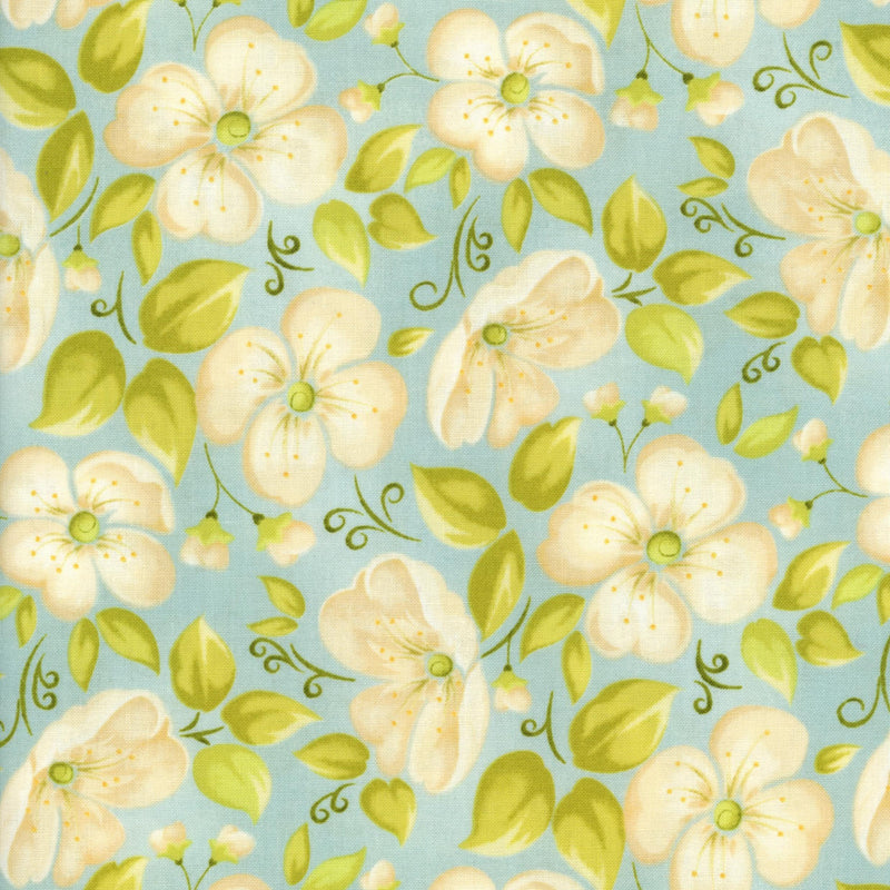 Cream Florals With Green Leaves - Patchwork and Quilting Fabric from Brown's Craft Shed (Tags: Fabric specials )