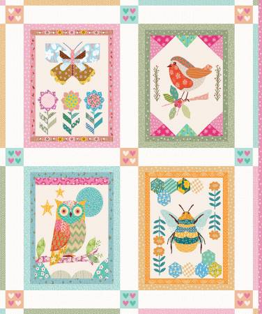 P&B Textiles Things With Wings (Panel) by Jo Reid - Patchwork and Quilting Fabric from Brown's Craft Shed (Tags: Fabric bee bird butterfly Jo Reid nursery owl P&B Textiles panel pastel Things With Wings whimsical )