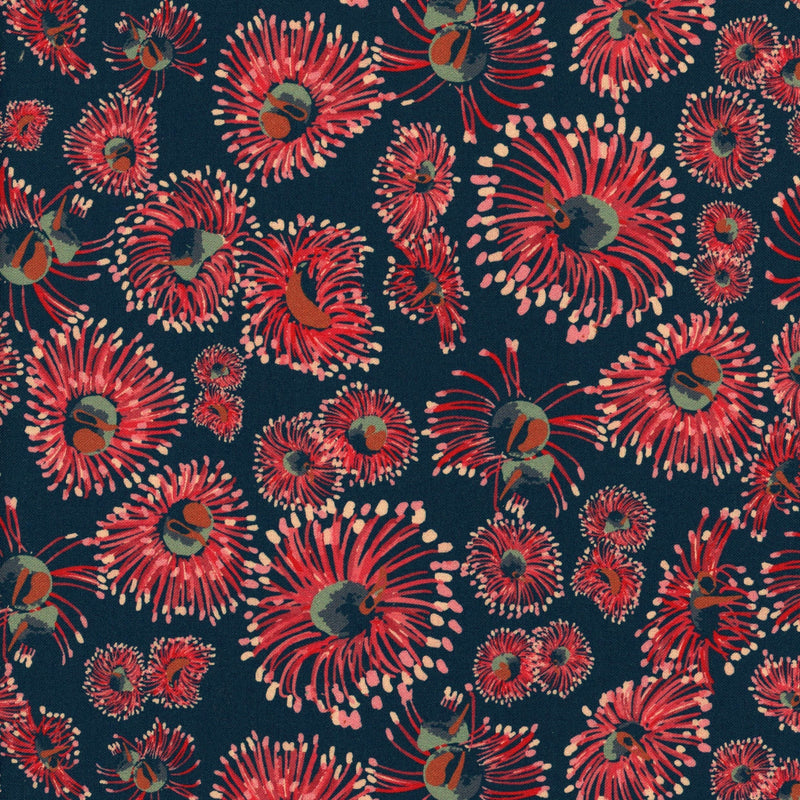 Kennard & Kennard Fabrics - Splendour by Ali Christina - Patchwork and Quilting Fabric from Brown's Craft Shed (Tags: Fabric Ali Christina Australian flora cotton fabric gum blossoms Kennard & Kennard modern natives navy pink quilting red Splendour )