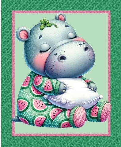 Devonstone Collection Bed Buds - Hippo Panel - Patchwork and Quilting Fabric from Brown's Craft Shop (Tags: Fabric animal children panel )