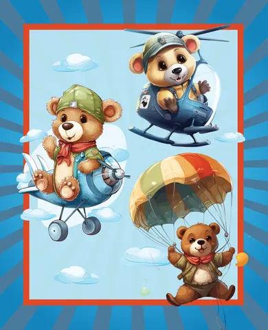 Devonstone Collection Flying Bears Panel - Patchwork and Quilting Fabric from Brown's Craft Shed (Tags: Fabric animal children panel )