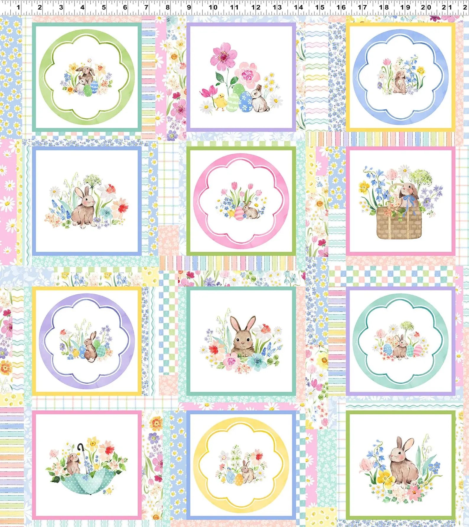 Clothworks Spring Cheer Panel - Patchwork and Quilting Fabric from Brown's Craft Shed (Tags: Fabric Clothworks Easter Floral panel Spring Cheer Yellow )