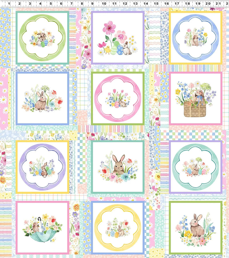 Clothworks Spring Cheer Panel - Patchwork and Quilting Fabric from Brown's Craft Shed (Tags: Fabric Clothworks Easter Floral panel Spring Cheer Yellow )