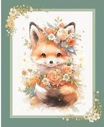 Devonstone Collection Baby Fox Panel - Patchwork and Quilting Fabric from Brown's Craft Shop (Tags: Fabric animal children panel )