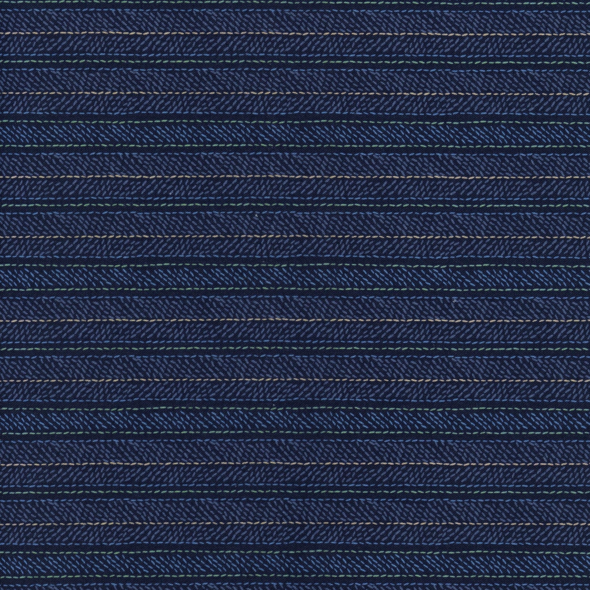 P&B Textiles - A Garden of Stitches - Stitches Stripe - Patchwork and Quilting Fabric from Brown's Craft Shed (Tags: Fabric A Garden of Stitches artistic blender blue green modern moody navy P&B Textiles Stitches Stripe Stripes textures )