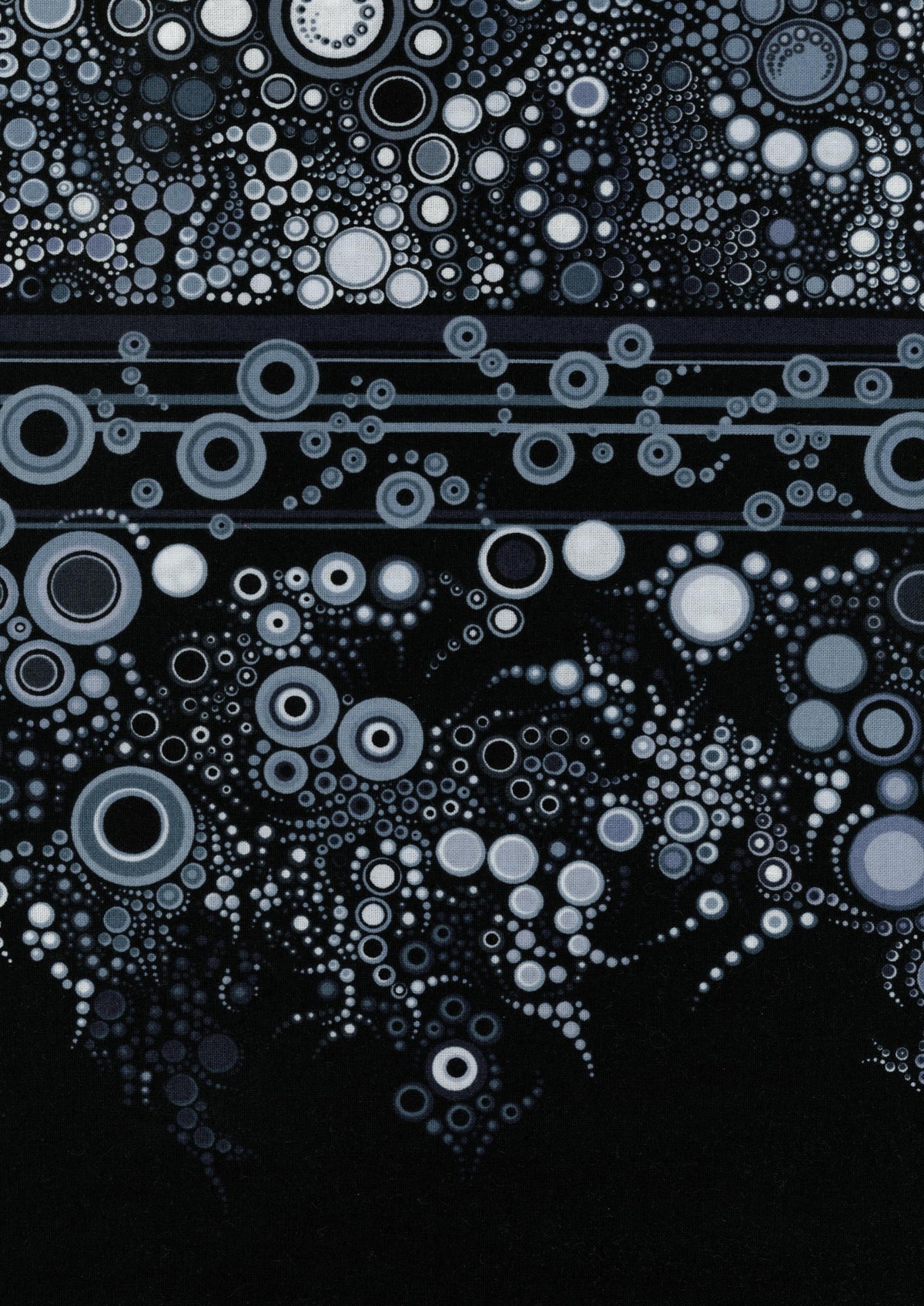 Robert Kaufman Effervescence - Monochrome Bubbles - Patchwork and Quilting Fabric from Brown's Craft Shed (Tags: Fabric abstract border bubbles cotton effervescence Geometric grey modern monochrome patterns Robert Kaufman specialty textures white )